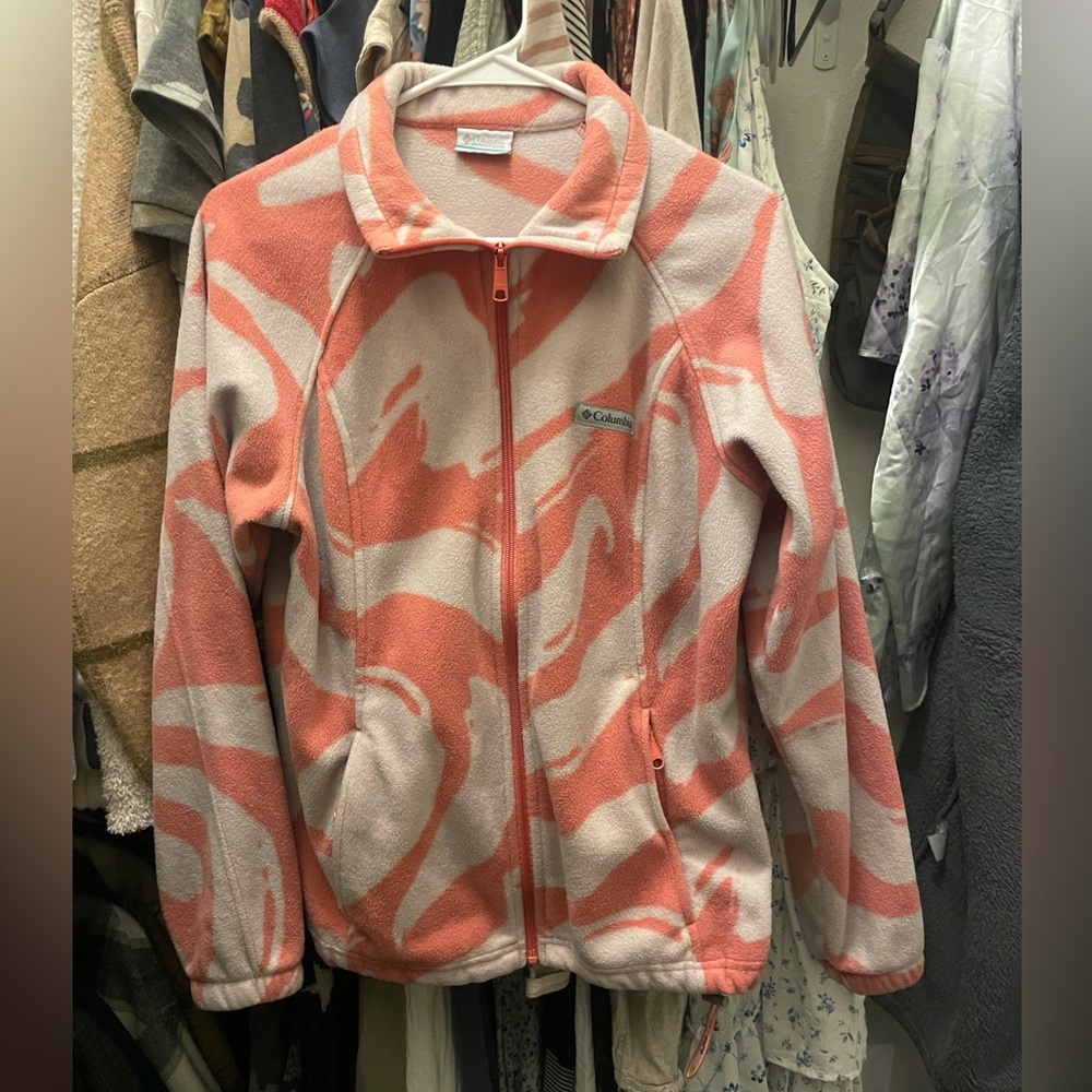 Columbia Women's Pink and White Fleece Jacket